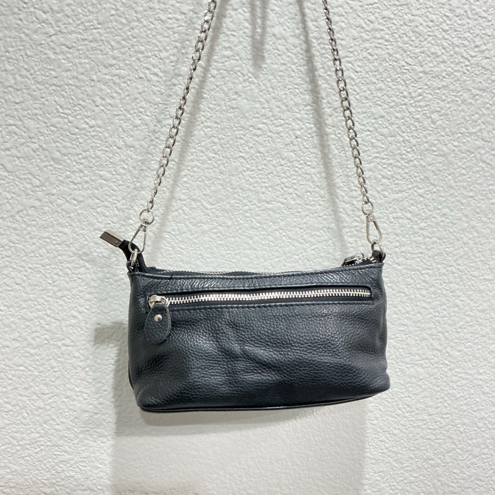 Befen Black Leather Chain Crossbody Clutch Bag